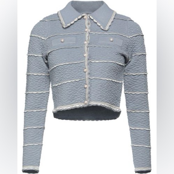 SOLD BNWT Sandro Infinity Cropped Cardigan Blue XS MSRP $295 - Picture 5 of 15